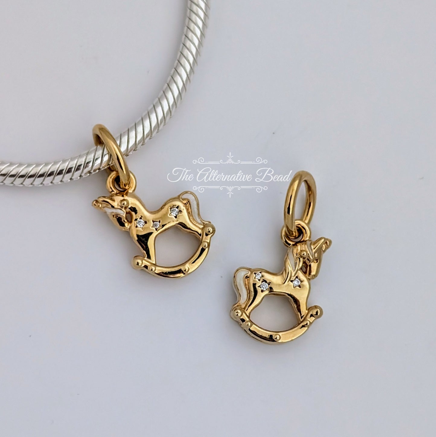 Pandora Rocking Unicorn Two Tone Dangle gold; white sterling-silver Dangle by The Alternative Bead. Your official Pandora Retailer from Germany