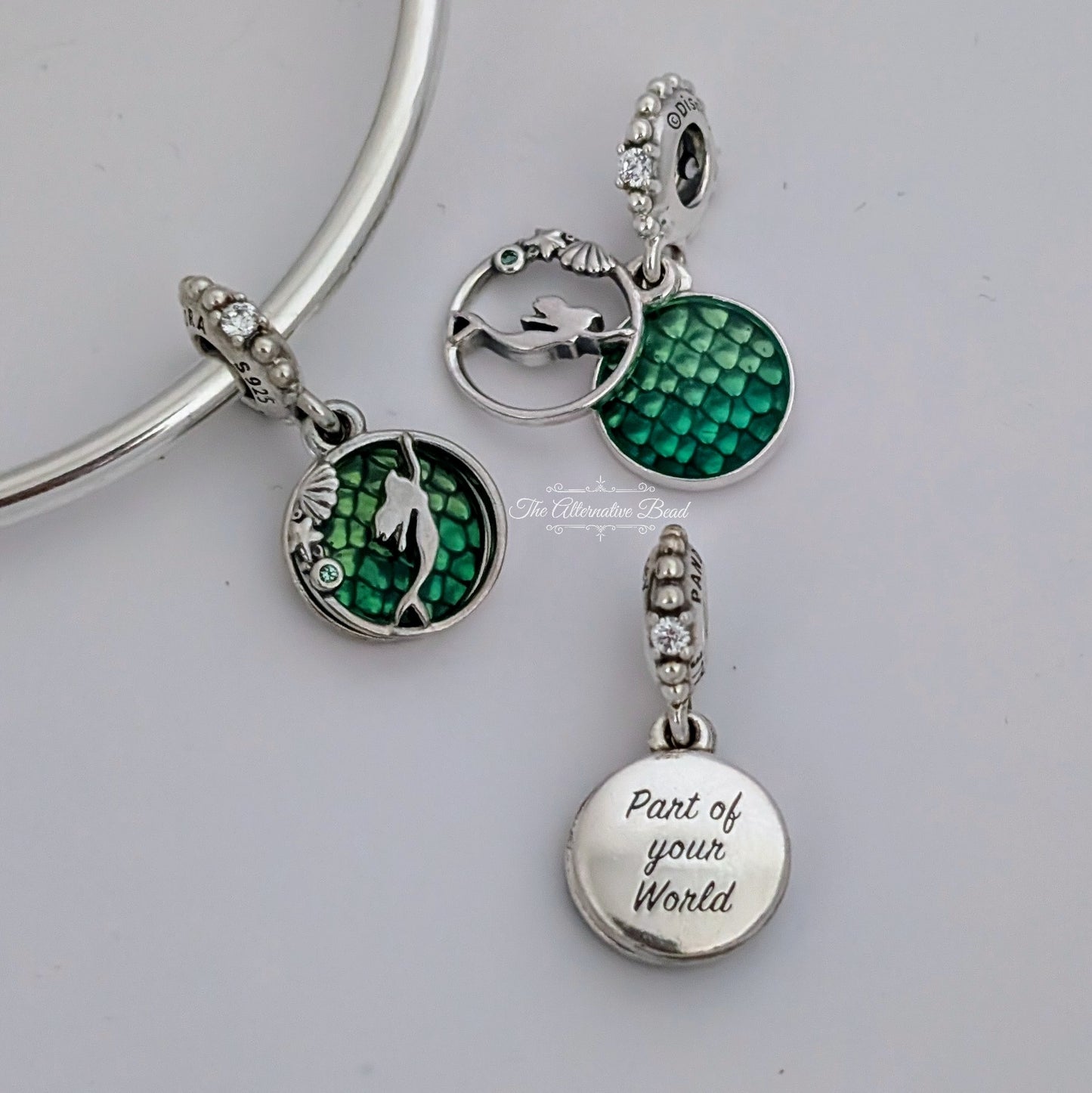 Disney x Pandora Ariel Part of Your World Dangle green; silver sterling-silver; enamel Dangle by The Alternative Bead. Your official Disney x Pandora Retailer from Germany