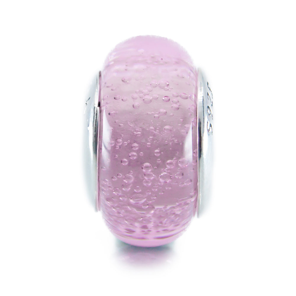 The Alternative Bead: Aurora Charm - Pink Rose Droplets Murano Glass Bead Sterling Silver Charm Picture 2