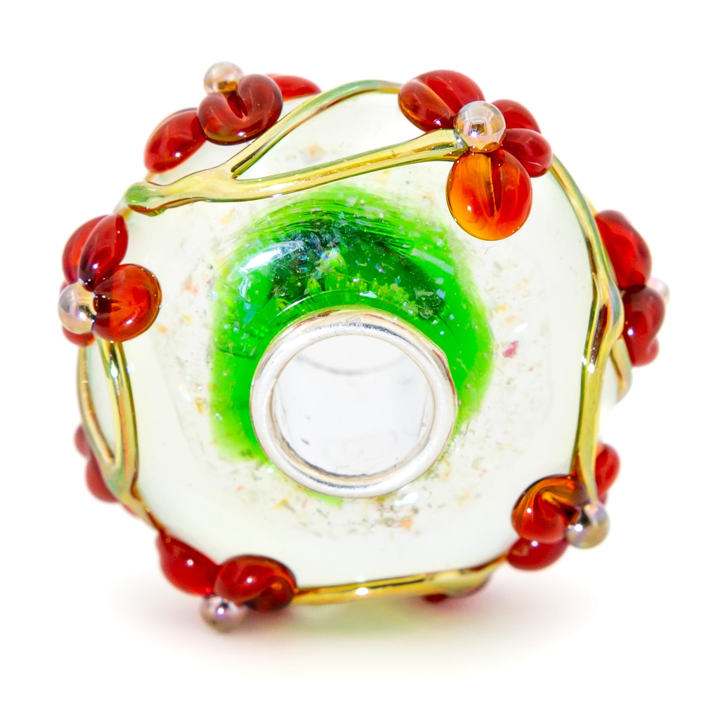Elfbeads Poinsettia Flowertwig glass Charm - The Alternative Bead official German Retailer. Buy 4 get 5 - free DHL Shipping for all orders above 150€