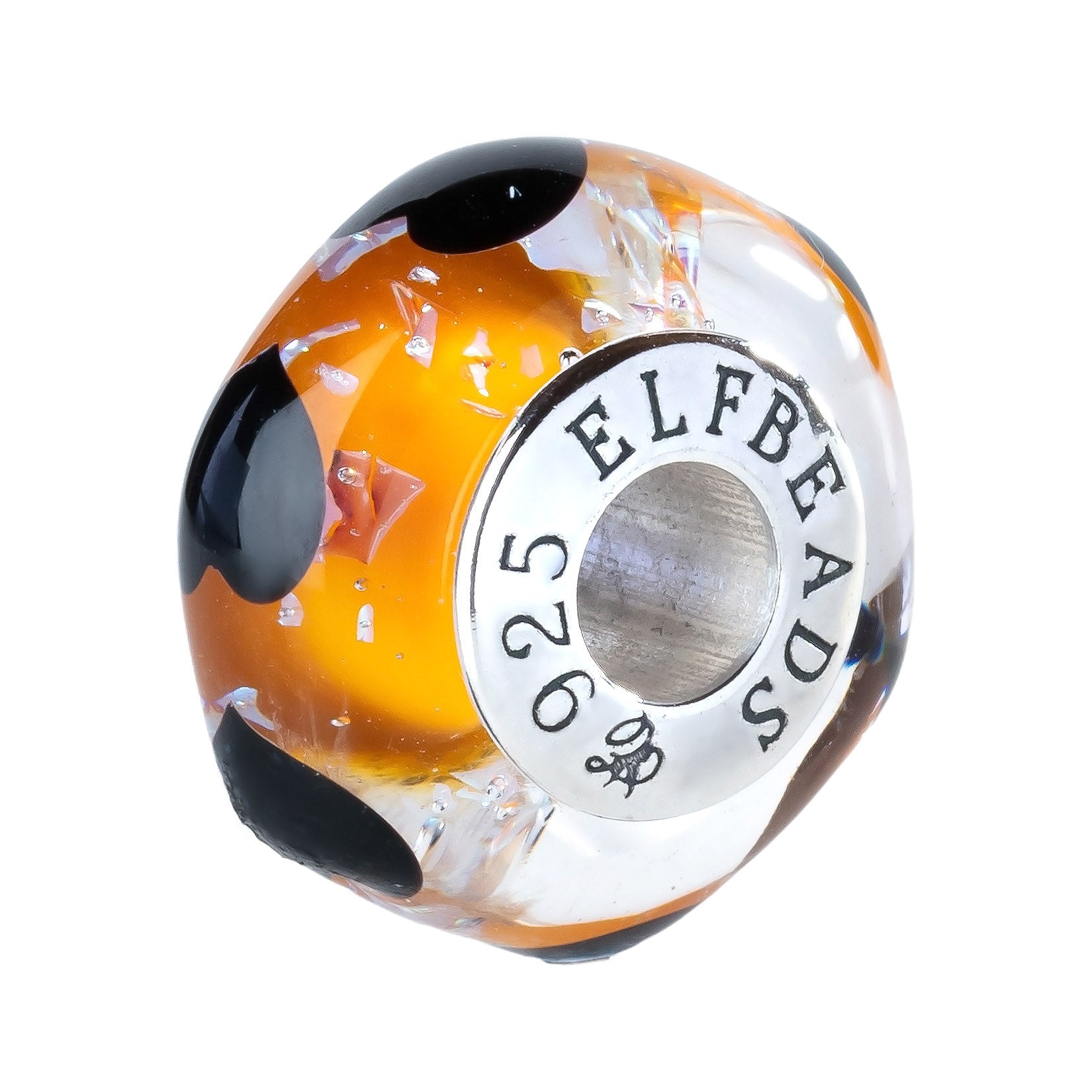 Elfbeads Pumpkin Black Hearts  glass Bead by The Alternative Bead. Your official Elfbeads Retailer from Germany