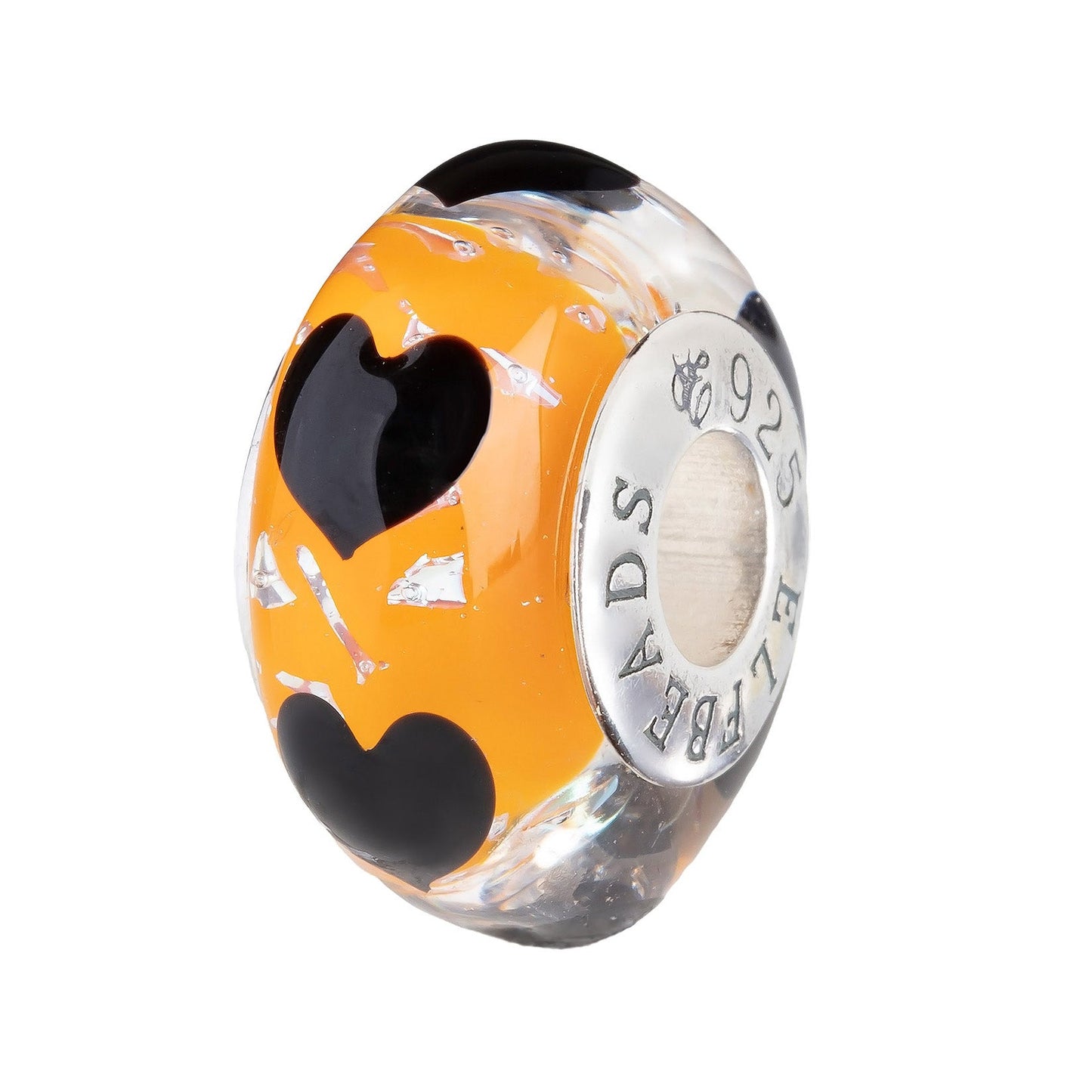Elfbeads Pumpkin Black Hearts (G230807) glass Charm - The Alternative Bead official German Retailer. Buy 4 get 5 - free DHL Shipping for all orders above 150€