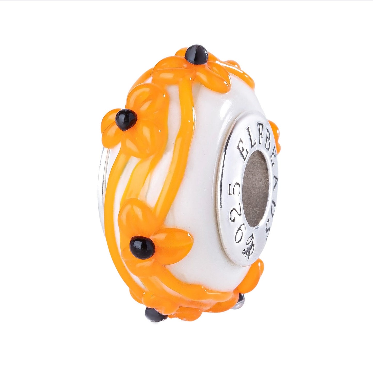 Elfbeads Pumpkin Midnight Caramel Flowertwig (G230819) glass Charm - The Alternative Bead official German Retailer. Buy 4 get 5 - free DHL Shipping for all orders above 150€