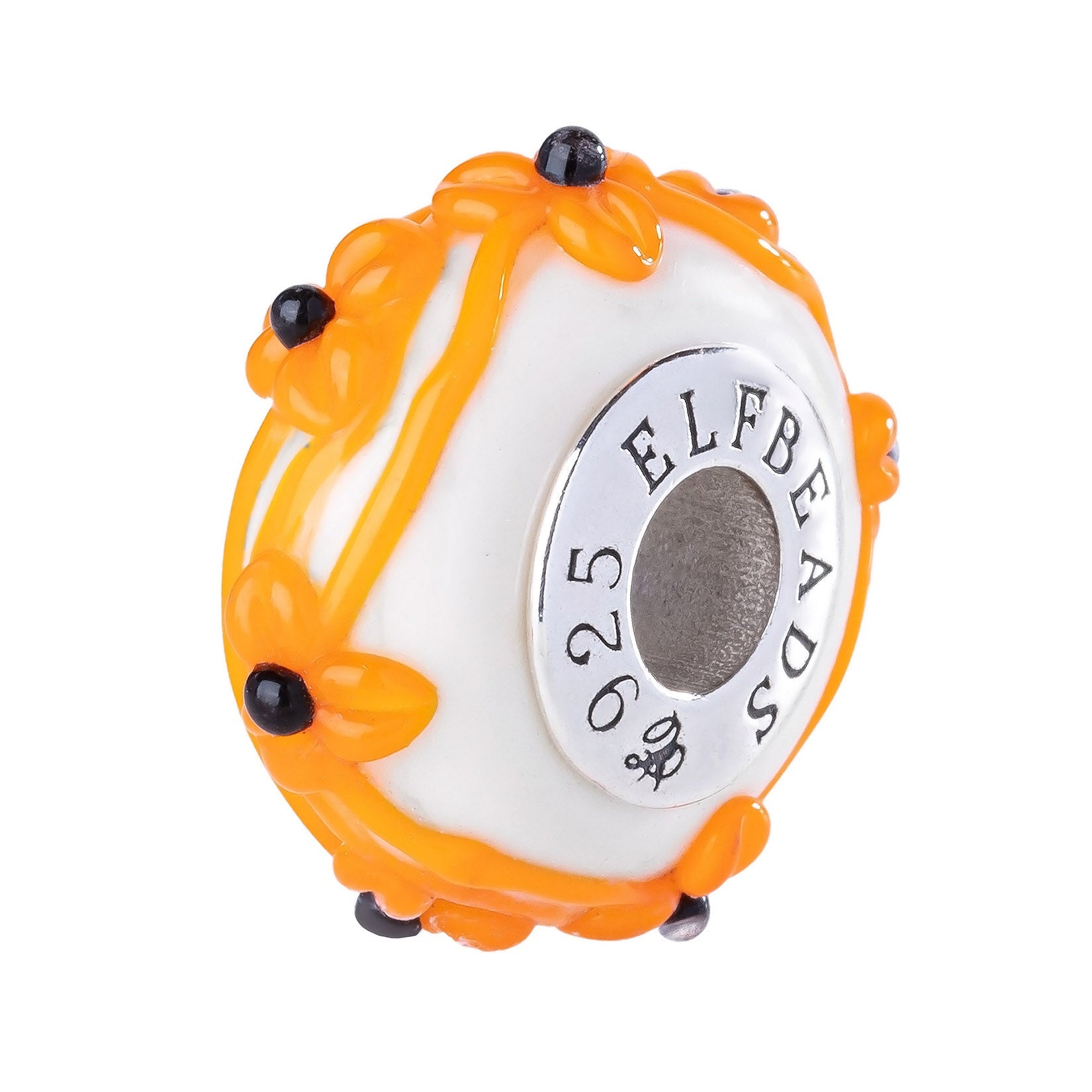 Elfbeads Pumpkin Midnight Caramel Flowertwig  glass Bead by The Alternative Bead. Your official Elfbeads Retailer from Germany