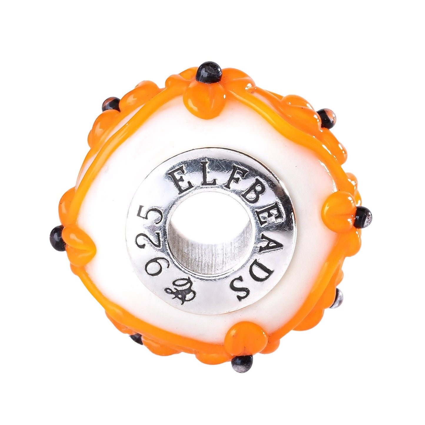 Elfbeads Pumpkin Midnight Caramel Flowertwig (G230819) glass Charm - The Alternative Bead official German Retailer. Buy 4 get 5 - free DHL Shipping for all orders above 150€