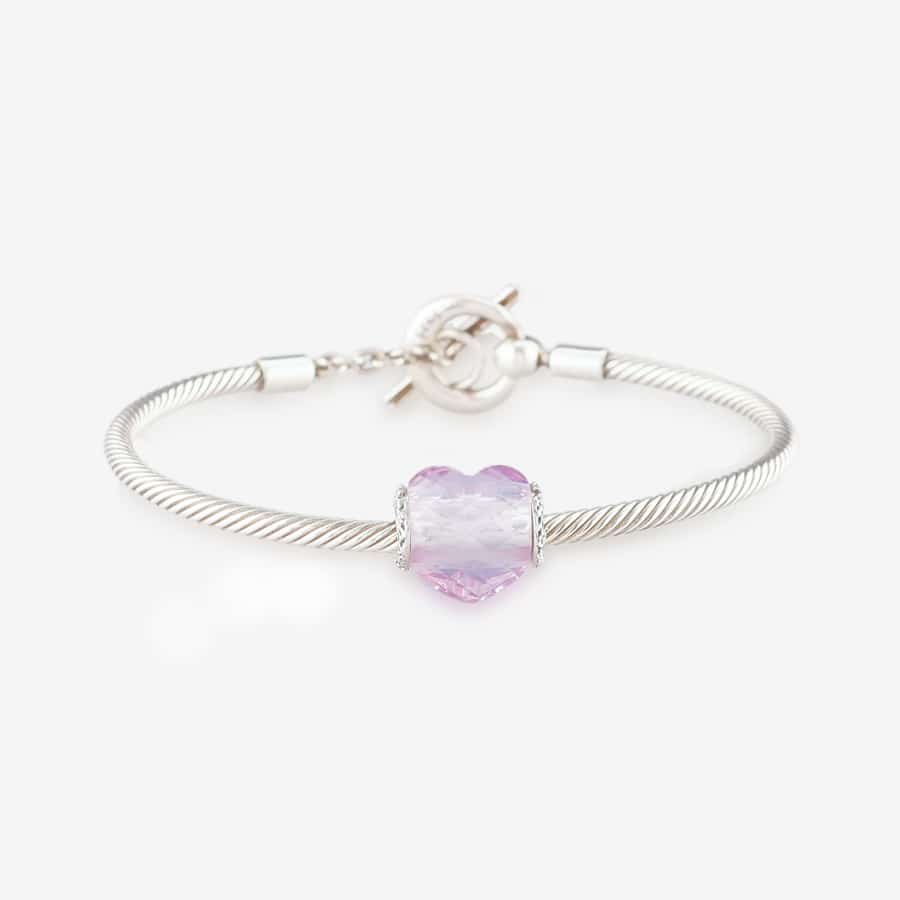 Praan Queen Heart Charm pink crystal Bead by The Alternative Bead. Your official Praan Retailer from Germany