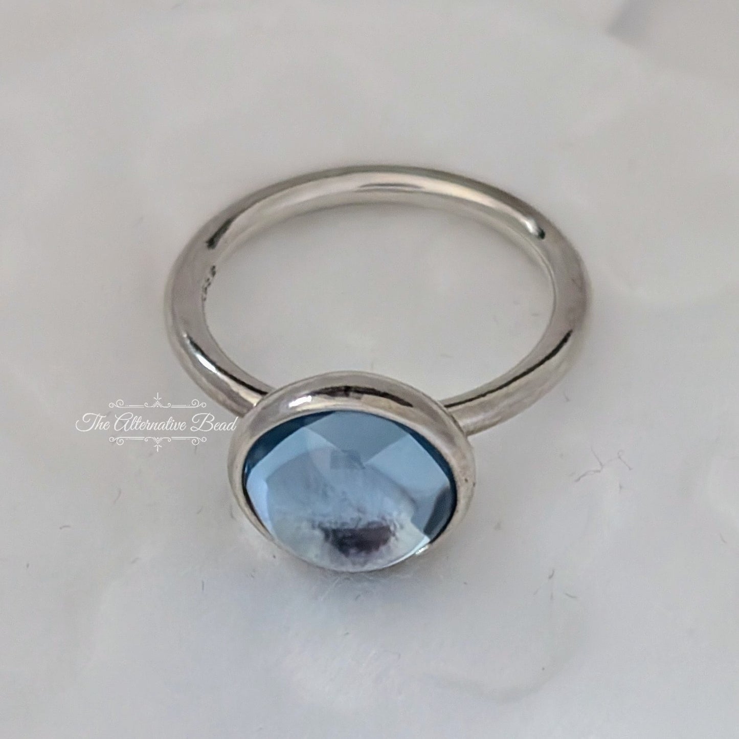 Pandora Poetic Droplet Ring with Aqua Blue Crystal blue sterling-silver Ring by The Alternative Bead. Your official Pandora Retailer from Germany