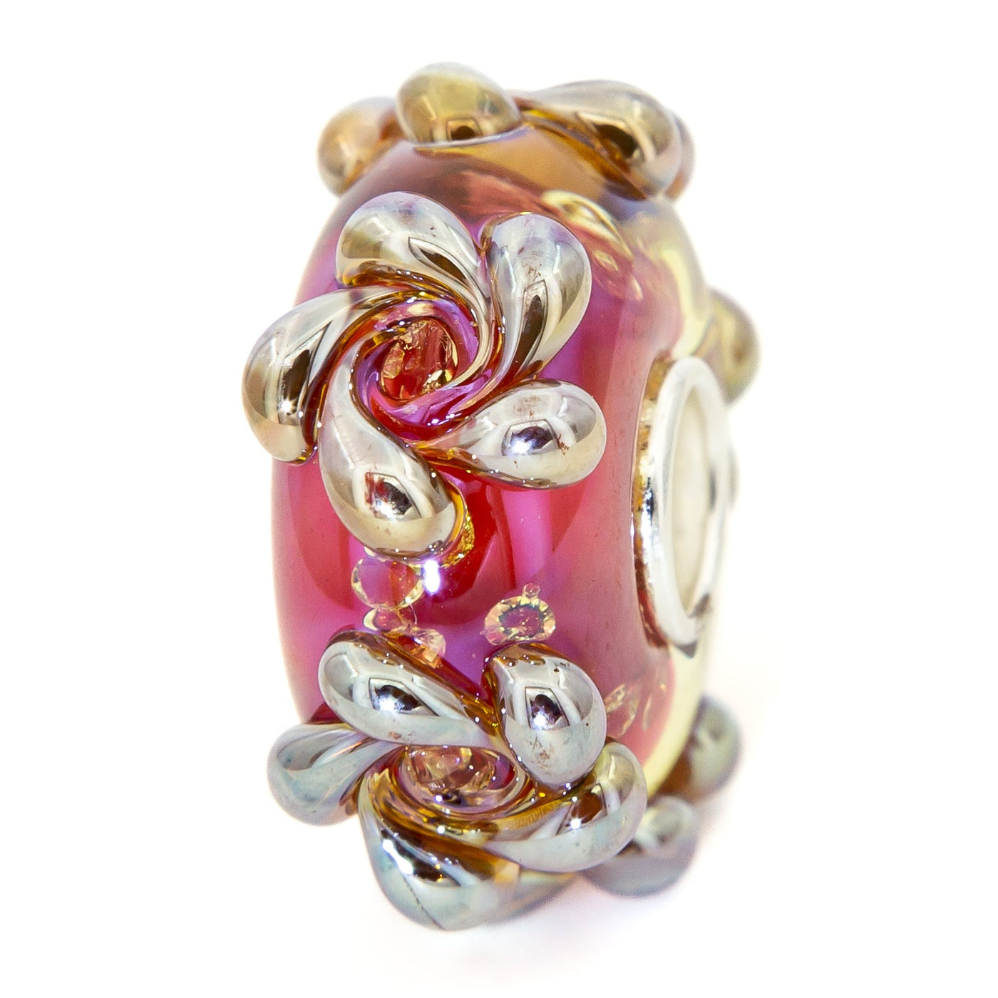 Elfbeads Ruby Gold Roses (G220413) glass Charm - The Alternative Bead official German Retailer. Buy 4 get 5 - free DHL Shipping for all orders above 150€