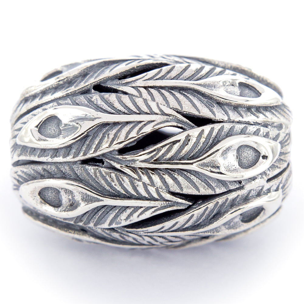 Elfbeads Peacock Feather Barrel (S210501) silver sterling-silver Bead - The Alternative Bead official German Retailer. Buy 4 get 5 - free DHL Shipping for all orders above 150 ?