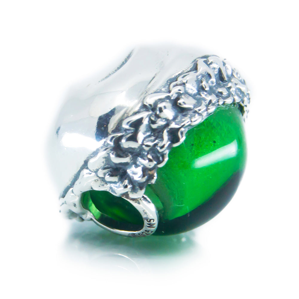 Aurora Charm Santas Hat Glass Bead silver; green sterling-silver; enamel; glass Bead by The Alternative Bead. Your official Aurora Charm Retailer from Germany