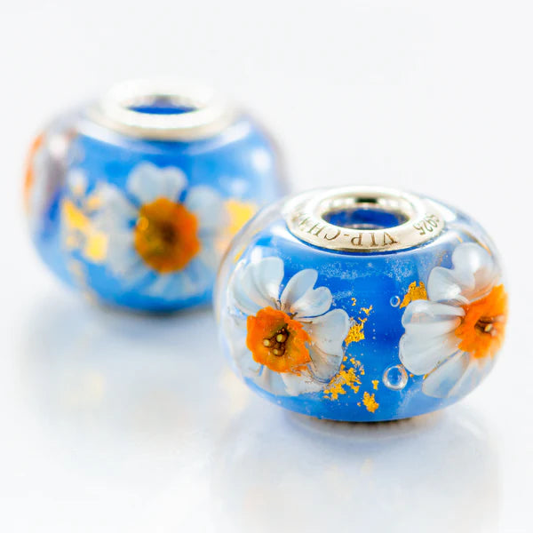 VIP-CHARMS Sky Harmony Bead blue; white; orange glass Bead by The Alternative Bead. Your official VIP-CHARMS Retailer from Germany