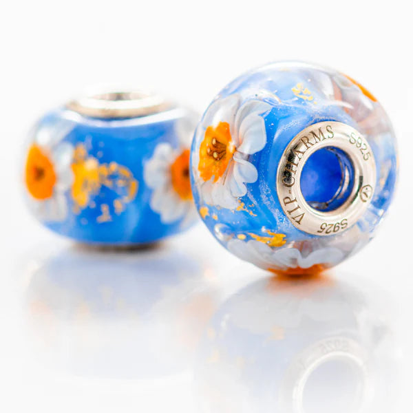 VIP-CHARMS Sky Harmony Bead blue; white; orange glass Bead by The Alternative Bead. Your official VIP-CHARMS Retailer from Germany