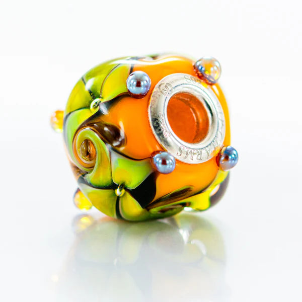 VIP-CHARMS Golden Whimsy Bead orange; green glass Bead by The Alternative Bead. Your official VIP-CHARMS Retailer from Germany