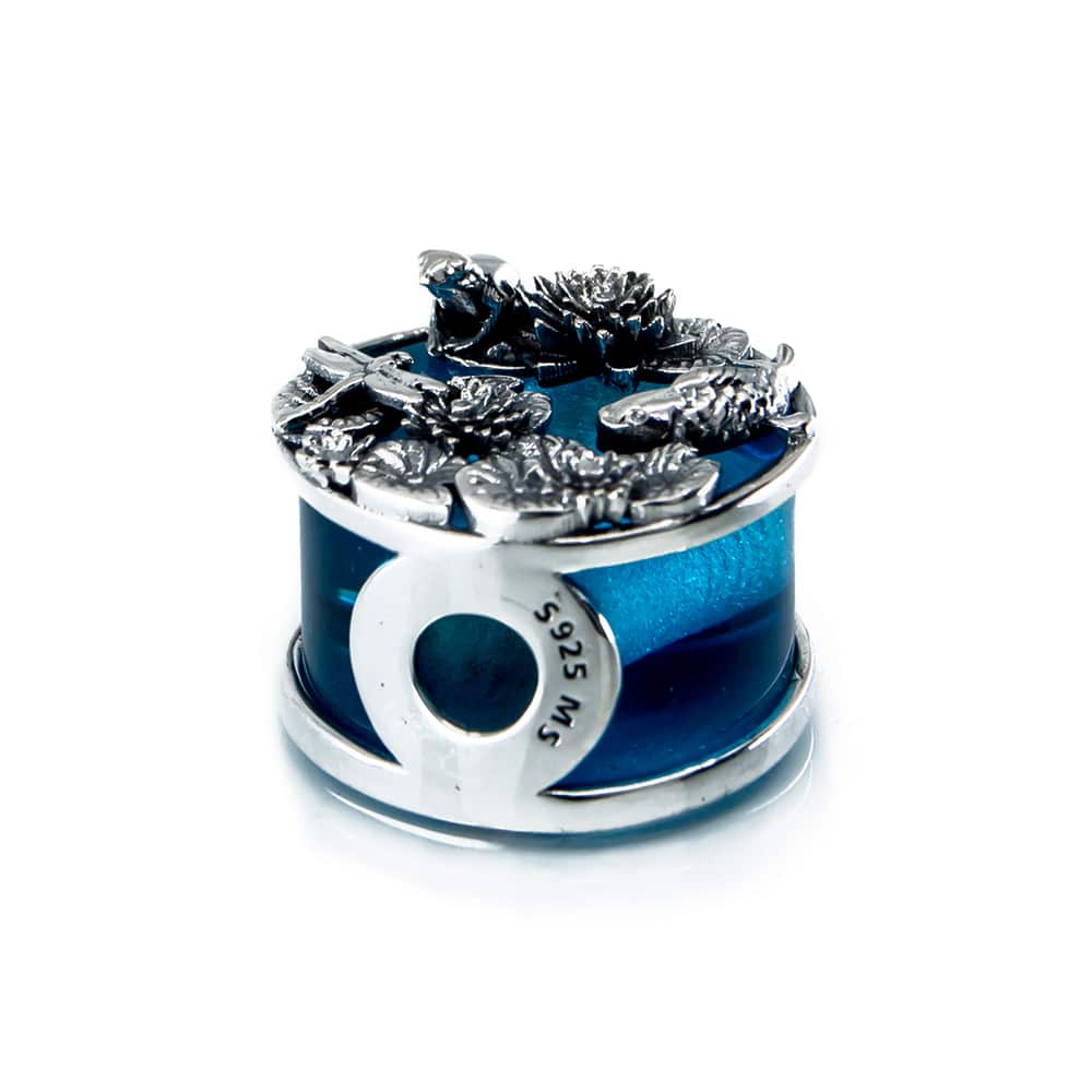 Aurora Charm Summer Serenade Pond - LE Charm silver; blue sterling-silver; glass Bead by The Alternative Bead. Your official Aurora Charm Retailer from Germany
