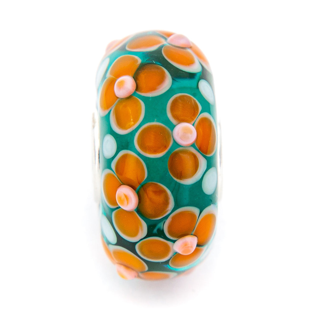 Elfbeads Sunset Magic Flowerfield (G210806) green and orange glass Charm - The Alternative Bead official German Retailer. Buy 4 get 5 - free DHL Shipping for all orders above 150€