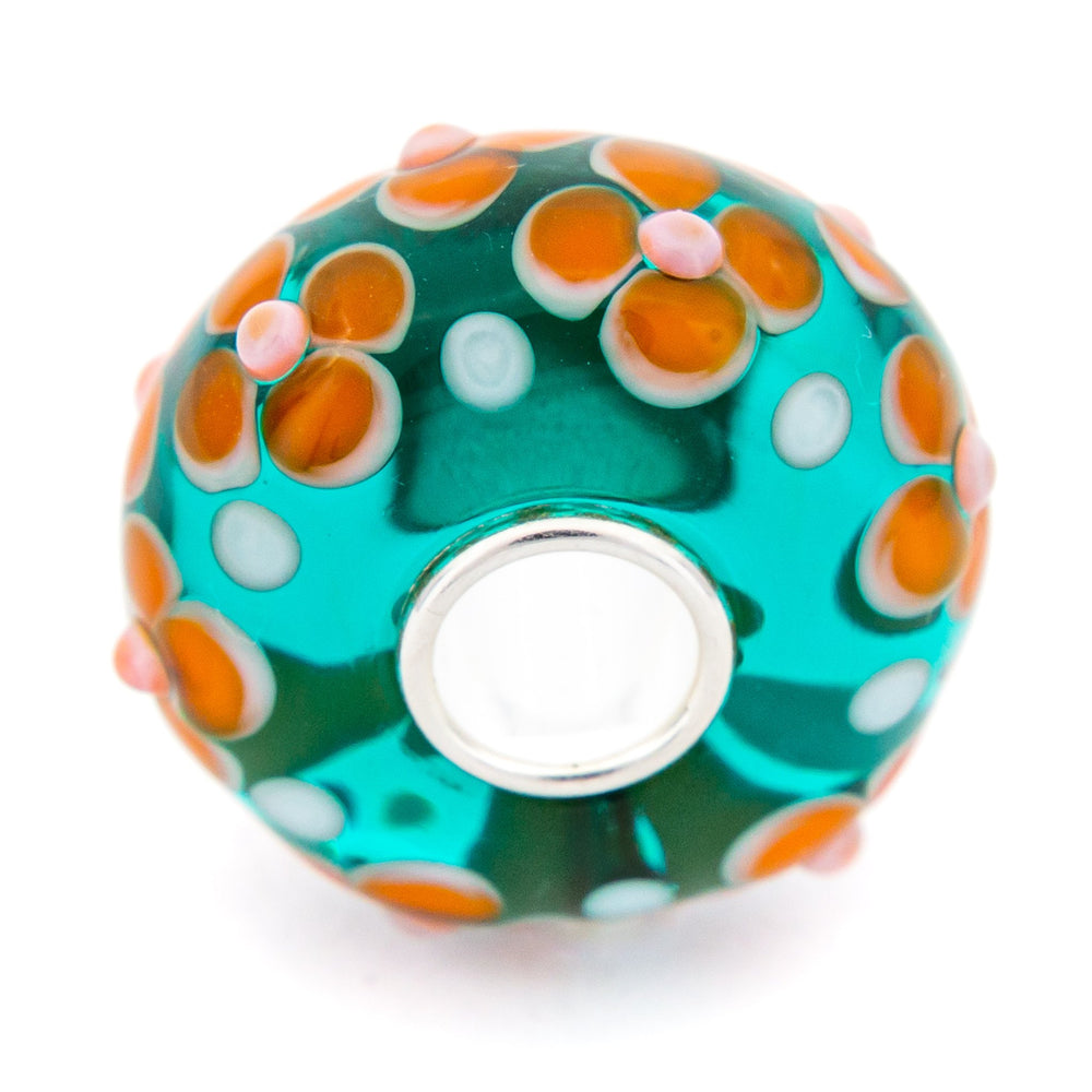 Elfbeads Sunset Magic Flowerfield (G210806) green and orange glass Charm - The Alternative Bead official German Retailer. Buy 4 get 5 - free DHL Shipping for all orders above 150€