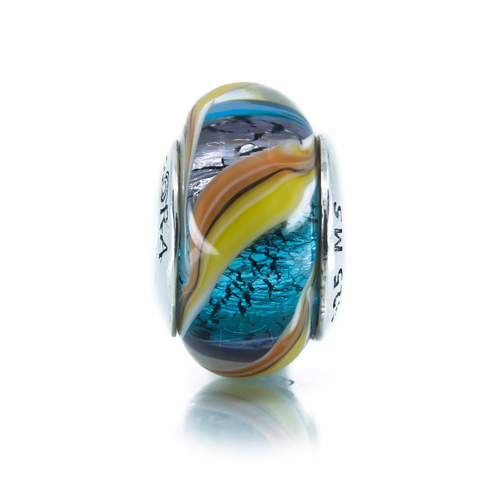 Aurora Charm Sweet Candy Murano Glass Bead Charm blue; yellow; orange glass Bead by The Alternative Bead. Your official Aurora Charm Retailer from Germany
