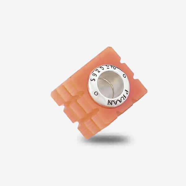 Praan Tabby Cats Eye Glass Rubix Cube Charm orange glass Bead by The Alternative Bead. Your official Praan Retailer from Germany