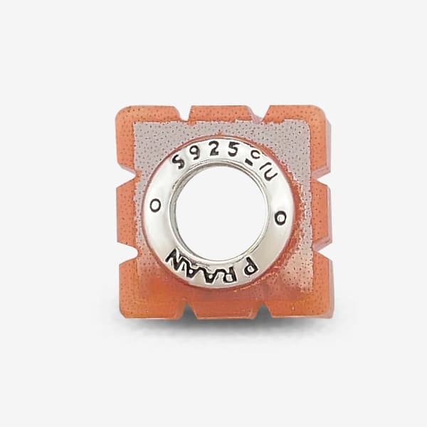 Praan Tabby Cats Eye Glass Rubix Cube Charm orange glass Bead by The Alternative Bead. Your official Praan Retailer from Germany