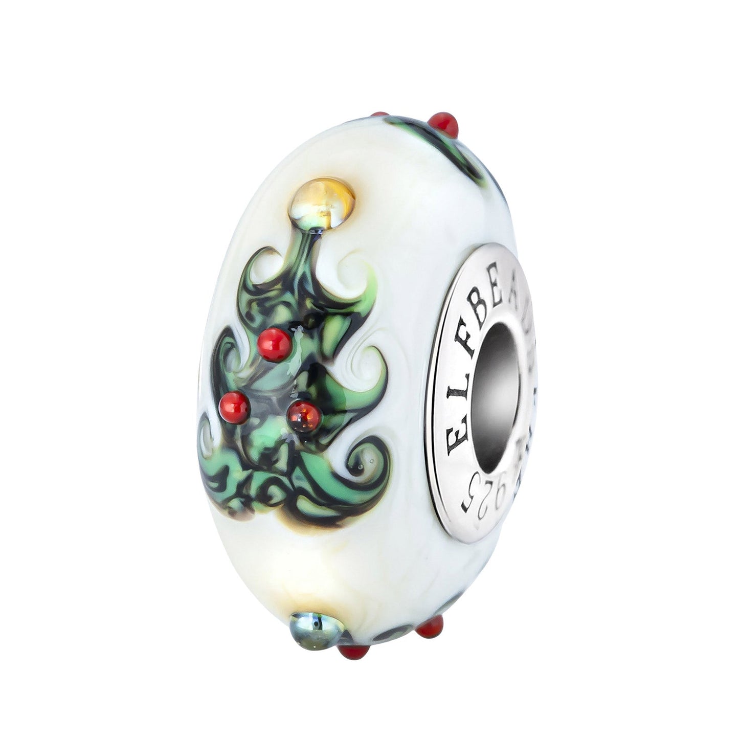 Elfbeads The Favorite Tree of Christmas (G241034) silver and white glass Charm - The Alternative Bead official German Retailer. Buy 4 get 5 - free DHL Shipping for all orders above 150€