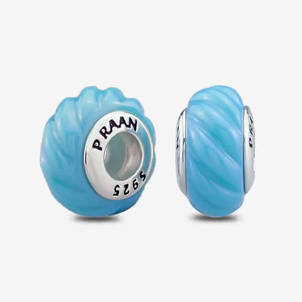 Praan Turquoise Blue Crystal Stopper Charms blue glass Stopper by The Alternative Bead. Your official Praan Retailer from Germany