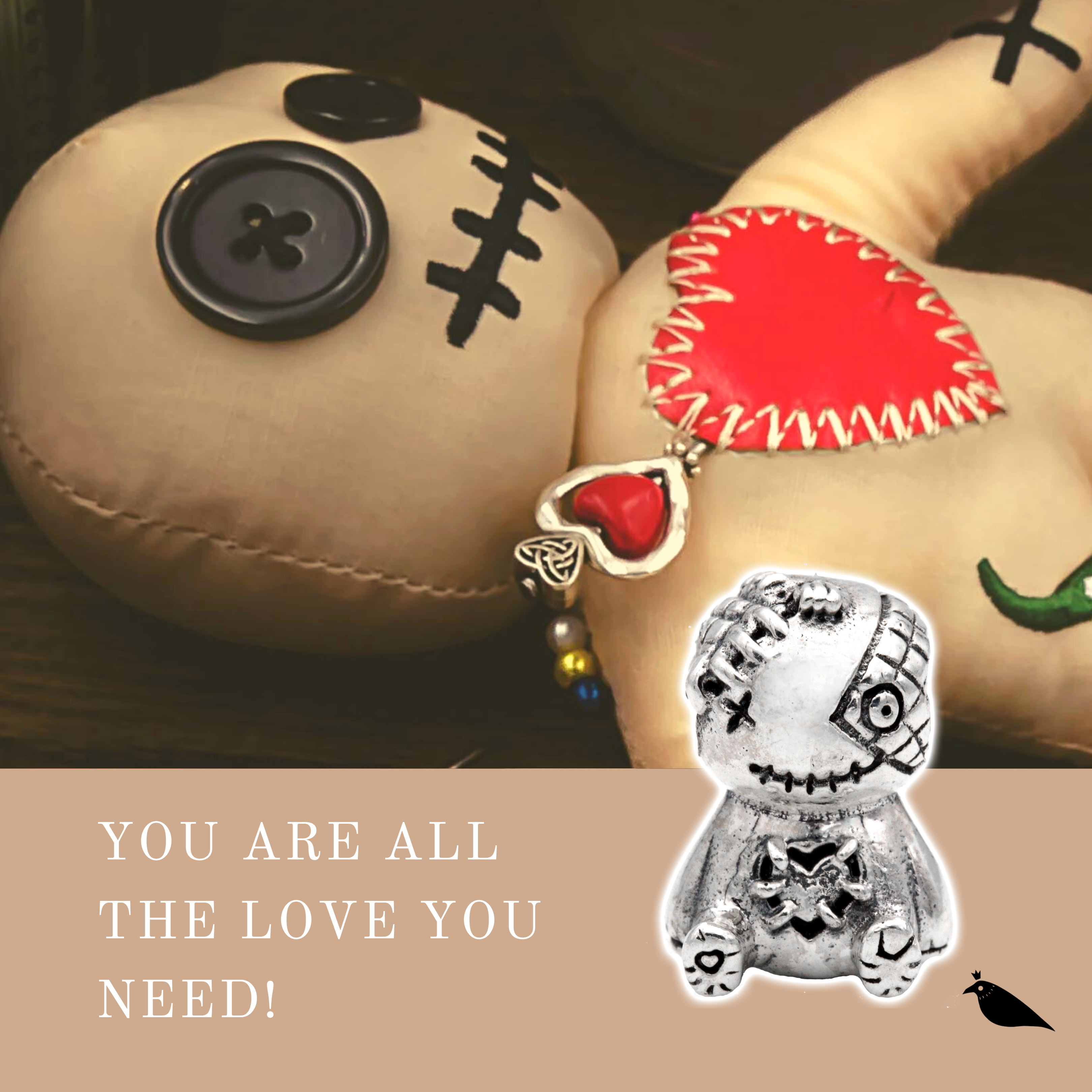 Black Raven Beads Voodoo Love Doll silver sterling-silver Charm by The Alternative Bead. Your official Black Raven Beads Retailer from Germany