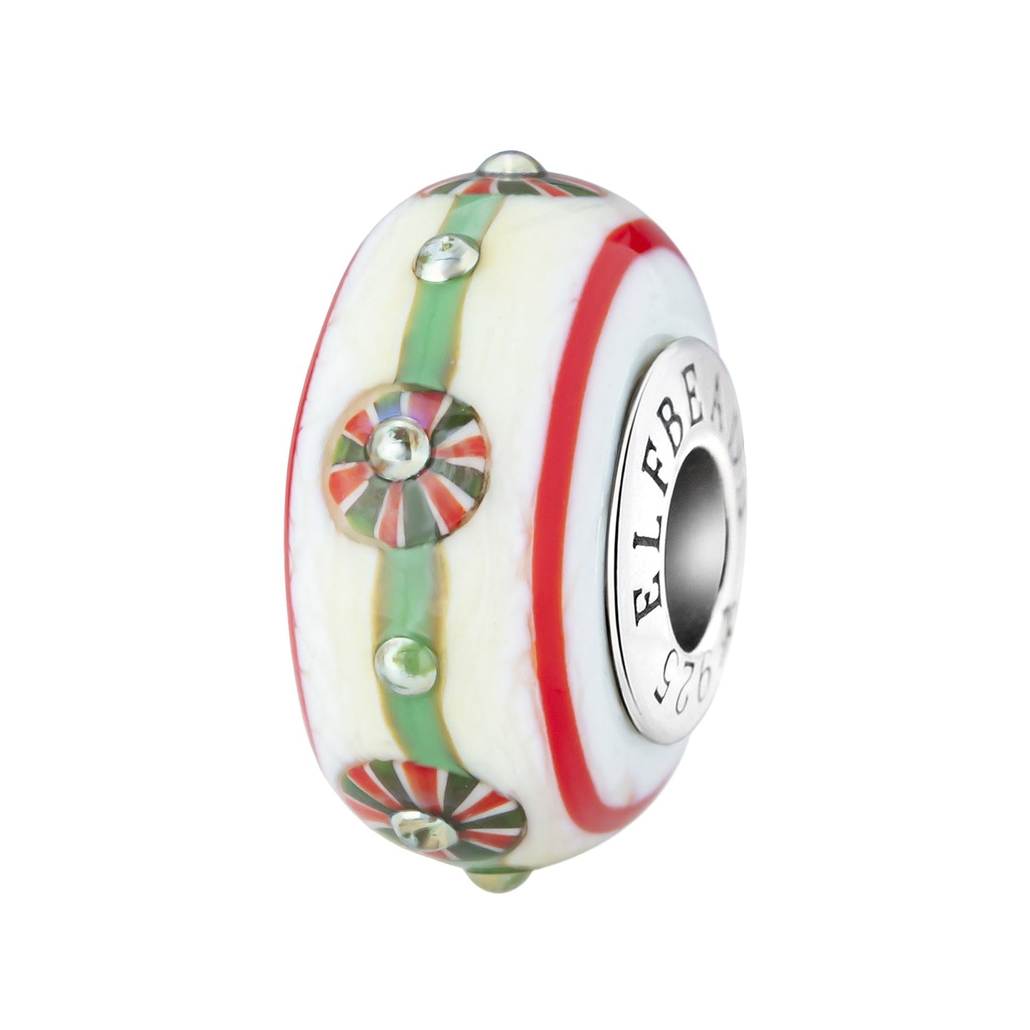Elfbeads Wrapped in Christmas Magic silver; white glass Bead by The Alternative Bead. Your official Elfbeads Retailer from Germany