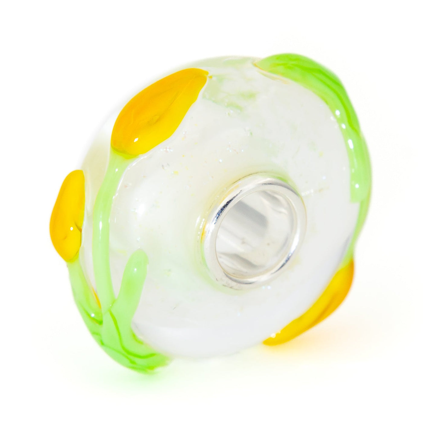 Elfbeads Yellow Tulips Snow Sparkle  glass Bead by The Alternative Bead. Your official Elfbeads Retailer from Germany