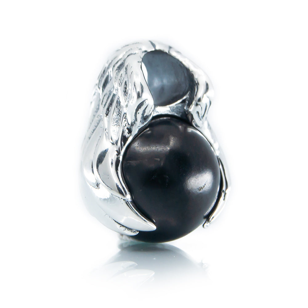 Aurora Charm Wings of Protection - with Shungite silver; black sterling-silver; natural-stone Dangle by The Alternative Bead. Your official Aurora Charm Retailer from Germany