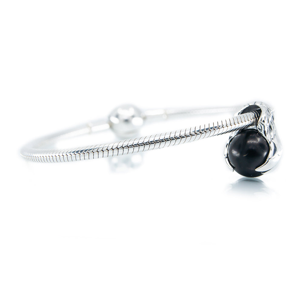 Aurora Charm Wings of Protection - with Shungite silver; black sterling-silver; natural-stone Dangle by The Alternative Bead. Your official Aurora Charm Retailer from Germany