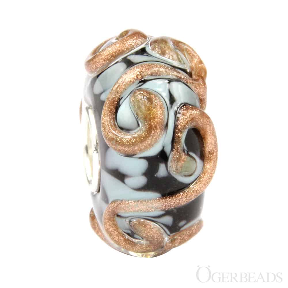 Ogerbeads Snowdust Baroque Festival blue; gold glass Bead by The Alternative Bead. Your official Ogerbeads Retailer from Germany