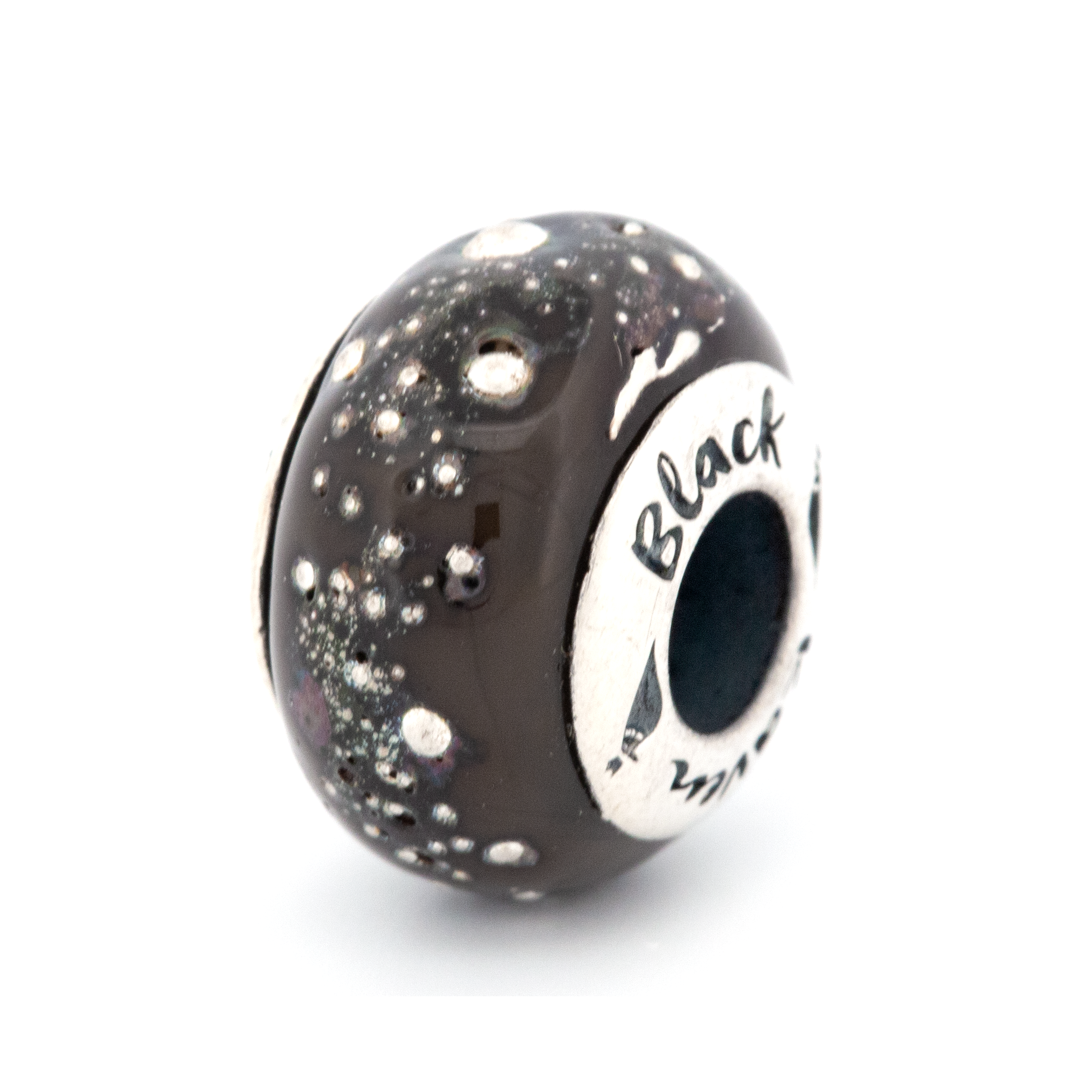 Black Raven Beads Earthing (LE) black and silver glass Charm by The Alternative Bead. Your official Black Raven Beads Retailer from Germany