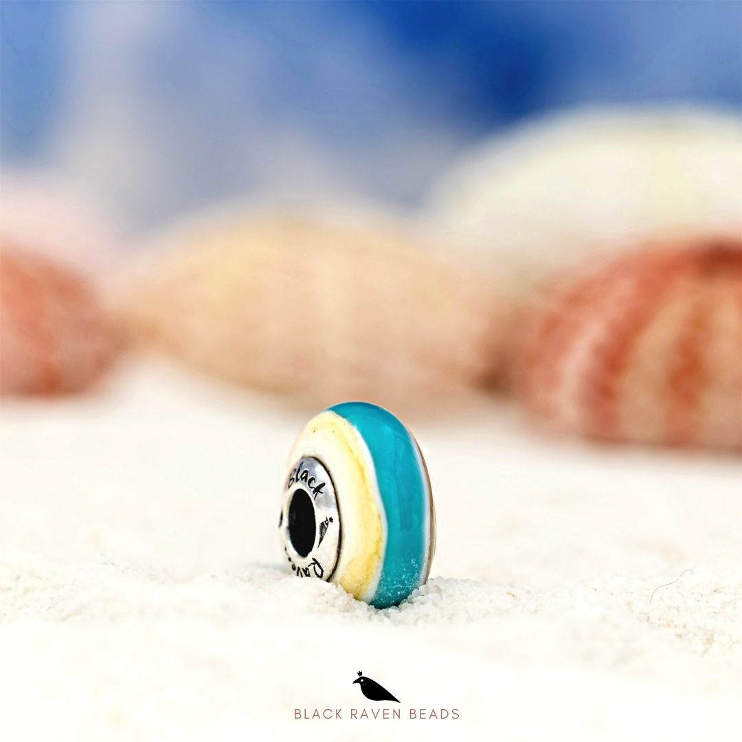 Black Raven Beads Sea Tranquility white and blue glass Charm by The Alternative Bead. Your official Black Raven Beads Retailer from Germany