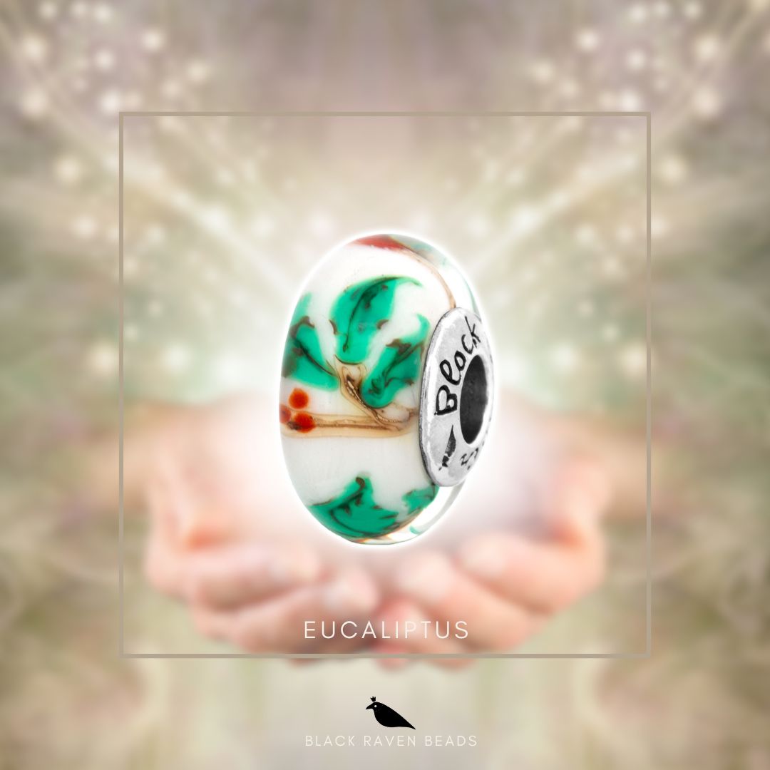 Black Raven Beads Eucaliptus Glass white; green glass Bead by The Alternative Bead. Your official Black Raven Beads Retailer from Germany