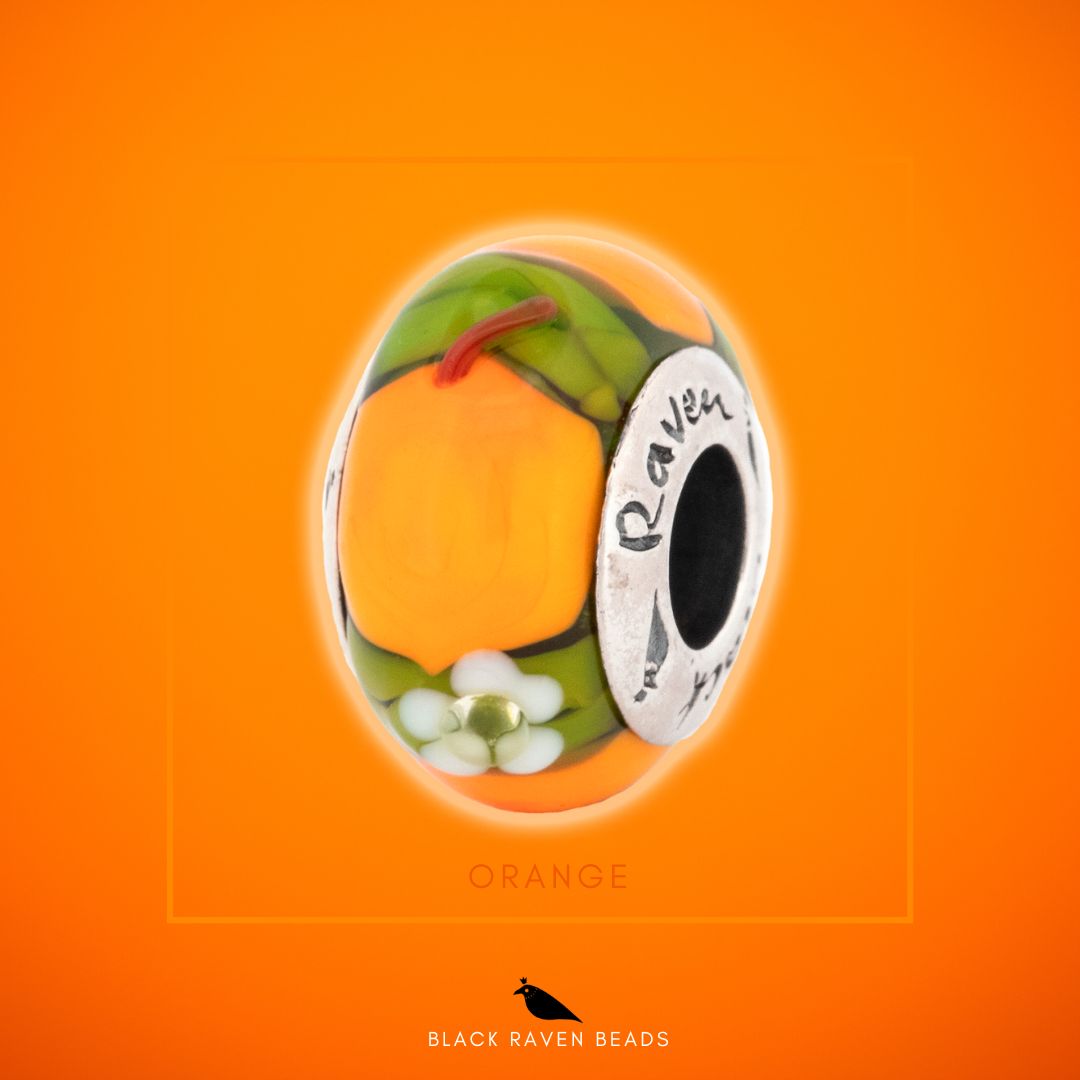 Black Raven Beads Orange orange glass Charm by The Alternative Bead. Your official Black Raven Beads Retailer from Germany