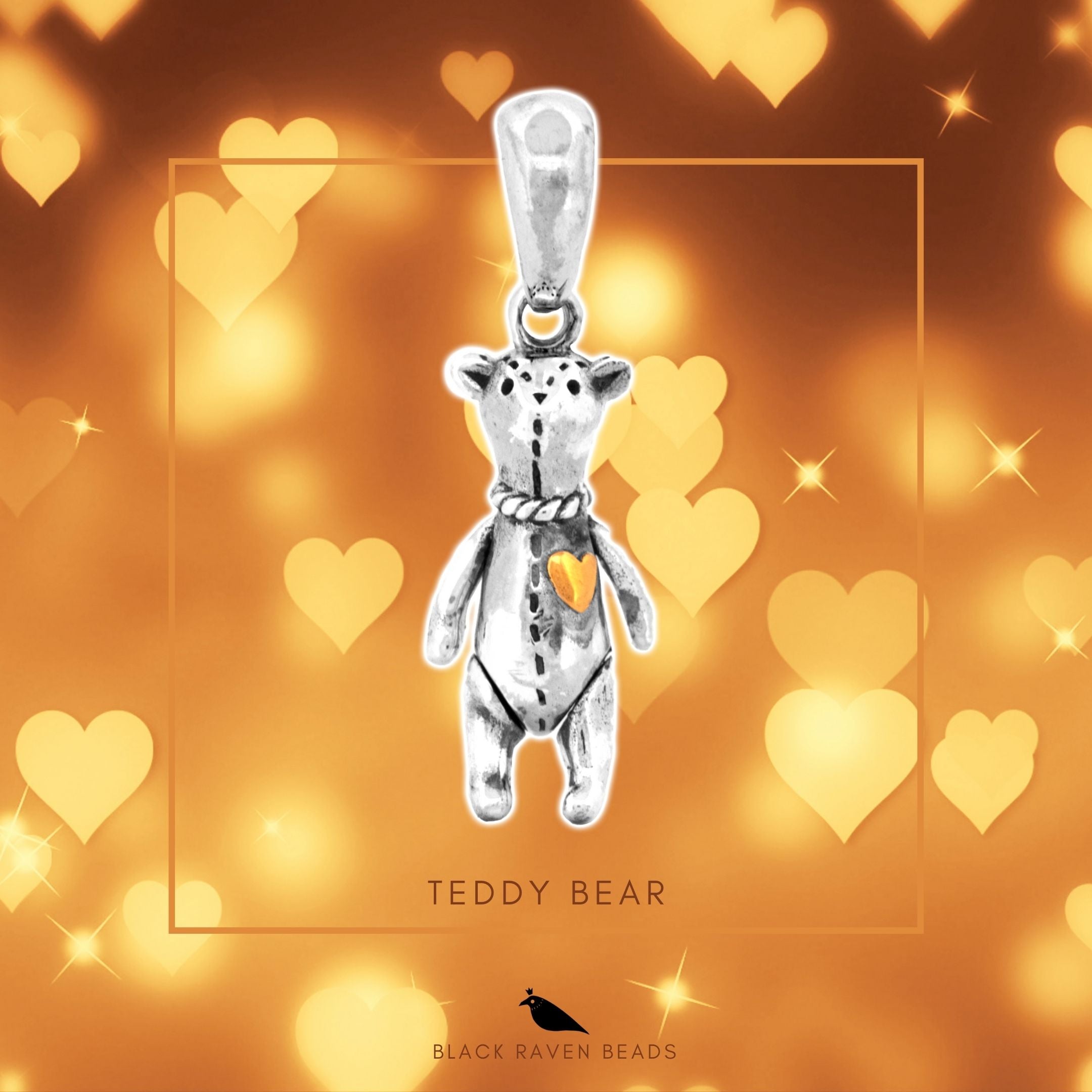 Black Raven Beads Teddy Bear silver and gold sterling-silver Dangle by The Alternative Bead. Your official Black Raven Beads Retailer from Germany