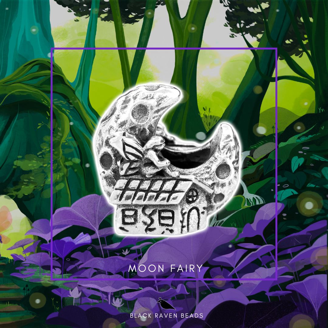 Black Raven Beads Moon Fairy silver sterling-silver Charm by The Alternative Bead. Your official Black Raven Beads Retailer from Germany