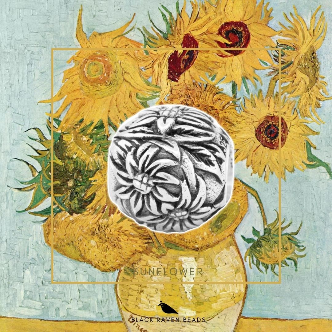 Black Raven Beads Van Gogh Sunflowers sterling-silver and glass Charm by The Alternative Bead. Your official Black Raven Beads Retailer from Germany