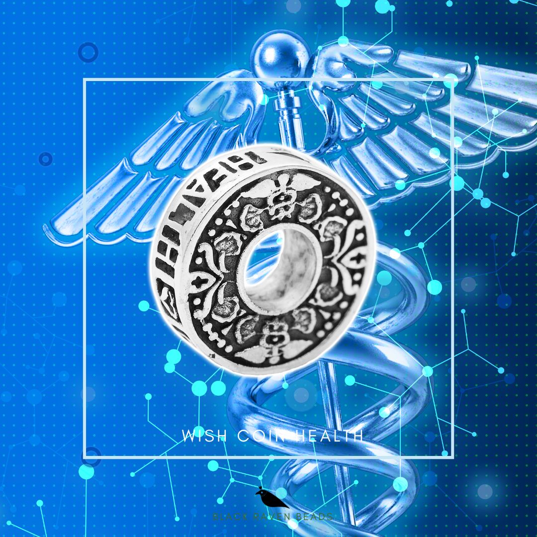 Black Raven Beads Wish Coin Health silver sterling-silver Charm by The Alternative Bead. Your official Black Raven Beads Retailer from Germany