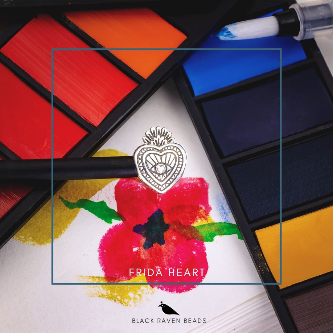 Black Raven Beads Frida Heart silver sterling-silver Charm by The Alternative Bead. Your official Black Raven Beads Retailer from Germany