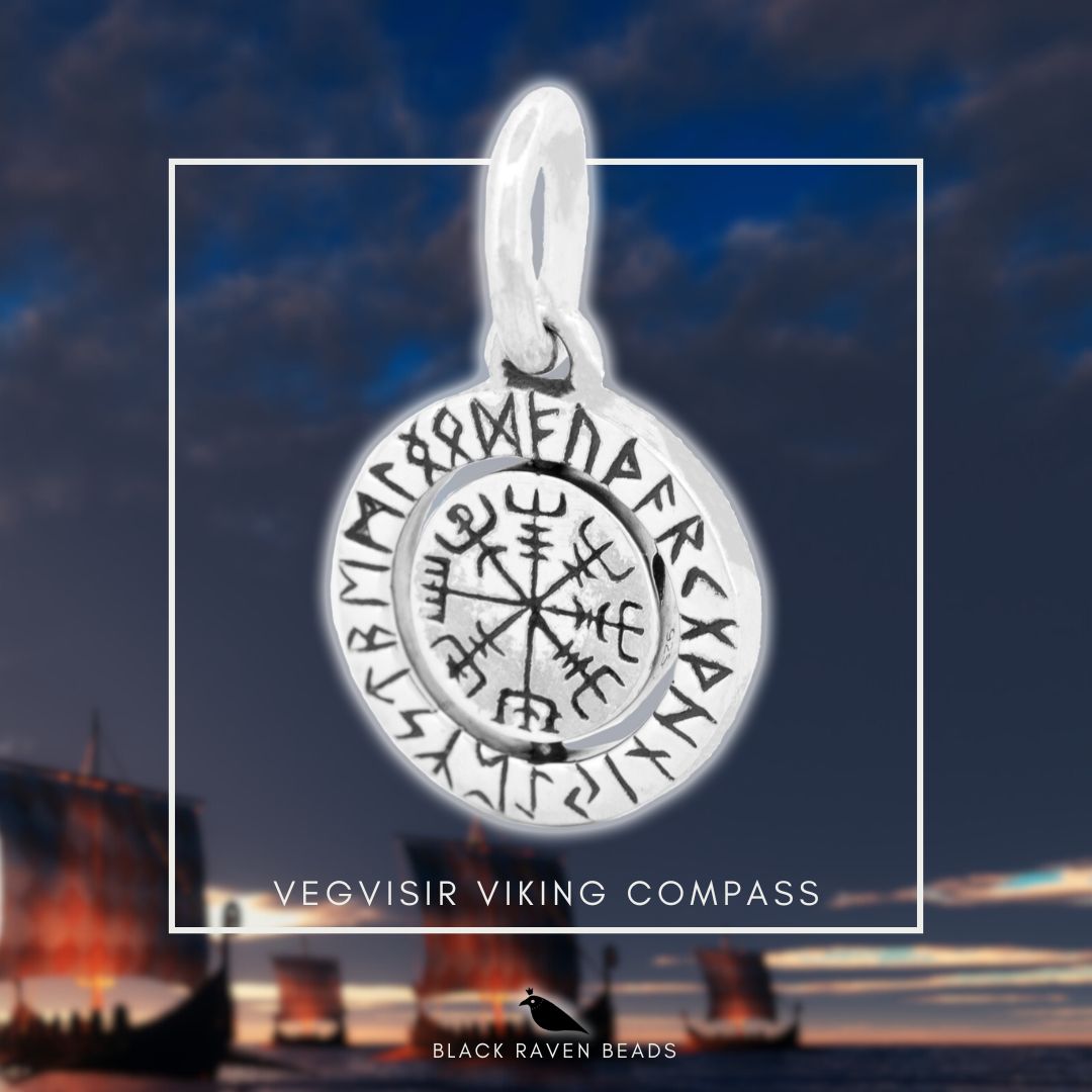 Black Raven Beads Vegviser - Viking Compass silver sterling-silver Dangle by The Alternative Bead. Your official Black Raven Beads Retailer from Germany