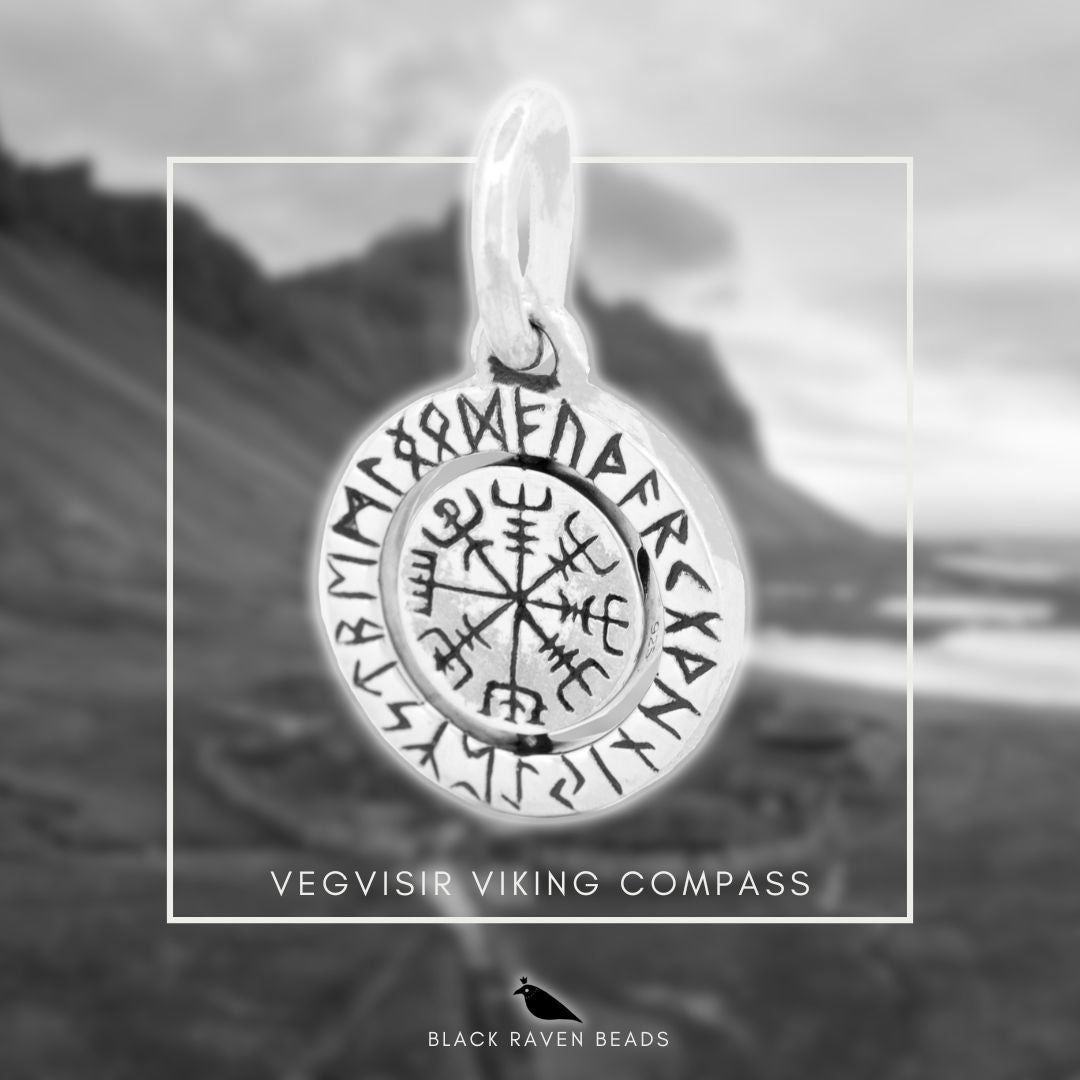 Black Raven Beads Vegviser - Viking Compass silver sterling-silver Dangle by The Alternative Bead. Your official Black Raven Beads Retailer from Germany