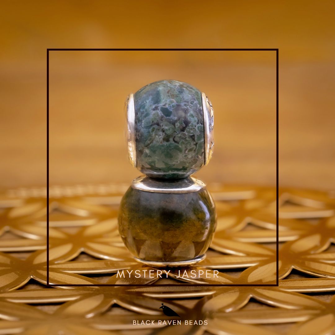 Black Raven Beads Mystery Jasper green and multicolor natural-stone Charm by The Alternative Bead. Your official Black Raven Beads Retailer from Germany