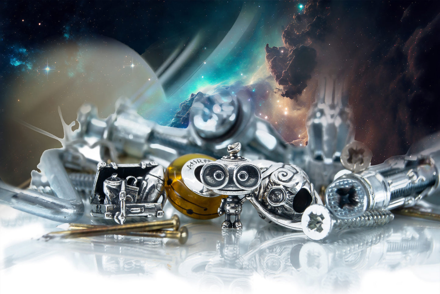 Aurora Charm Aurora 6 Planet Charm silver sterling-silver Bead by The Alternative Bead. Your official Aurora Charm Retailer from Germany