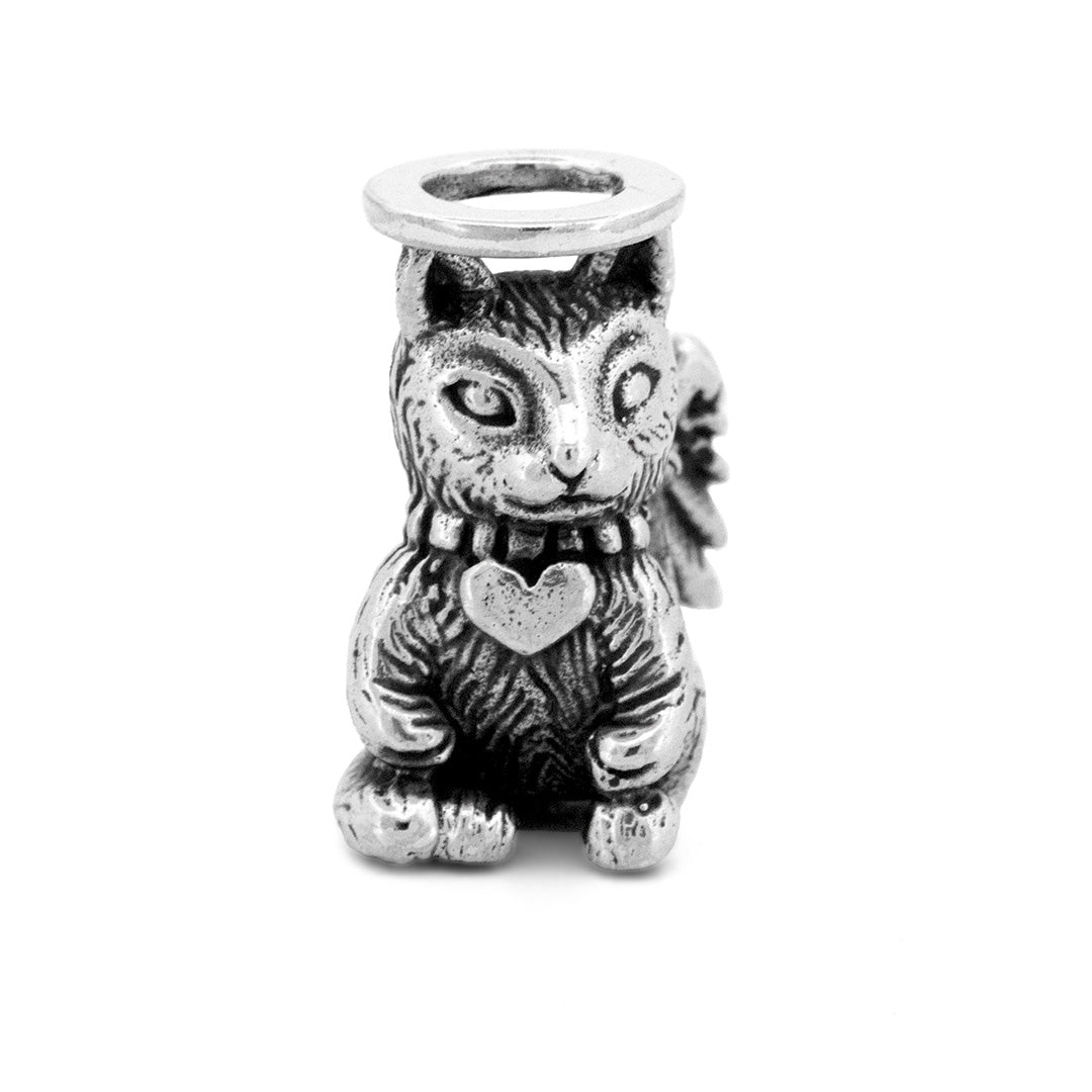 Silver Black Raven Beads Spirit Cat Sterling Silver Charm by The Alternative Bead