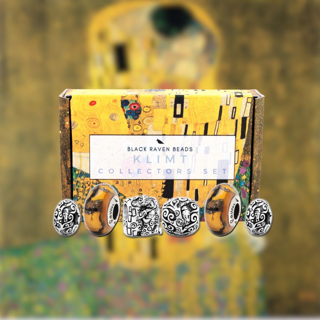 Silver Black Raven Beads Klimt Collectors Set Glass Charm by The Alternative Bead