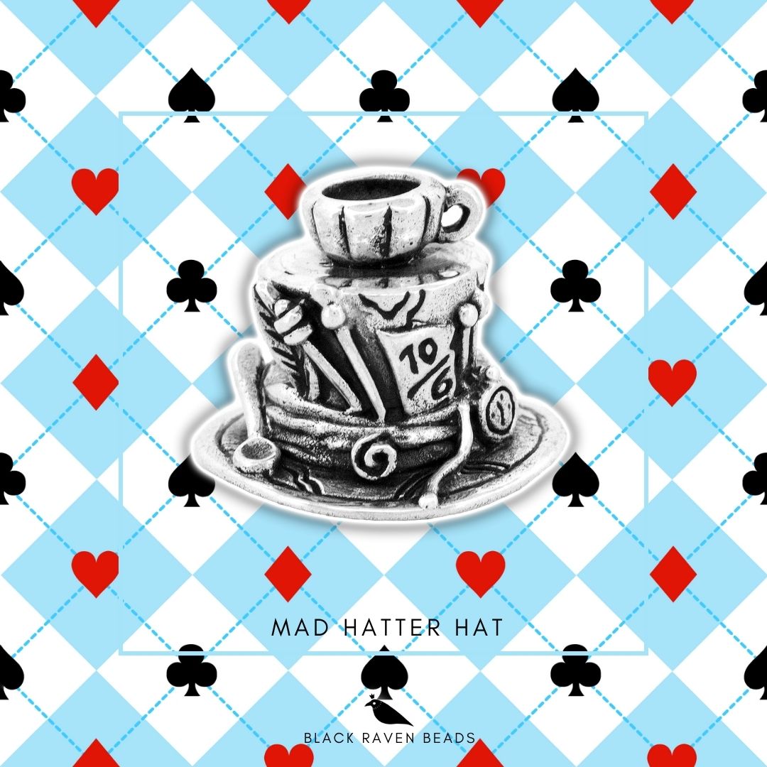 Black Raven Beads Mad Hatter Hat silver sterling-silver Charm by The Alternative Bead. Your official Black Raven Beads Retailer from Germany