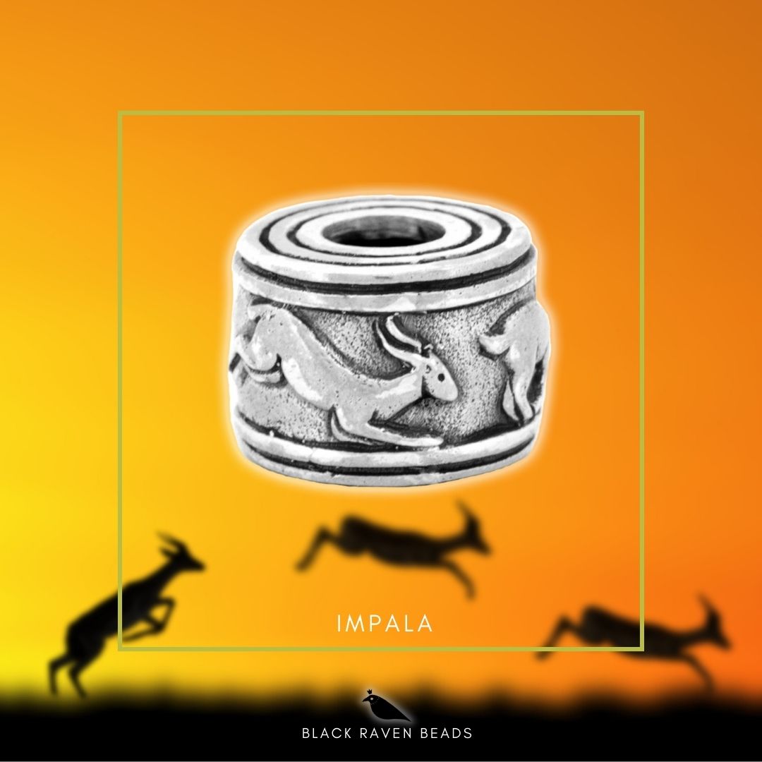Silver Black Raven Beads Impala Sterling Silver Charm by The Alternative Bead