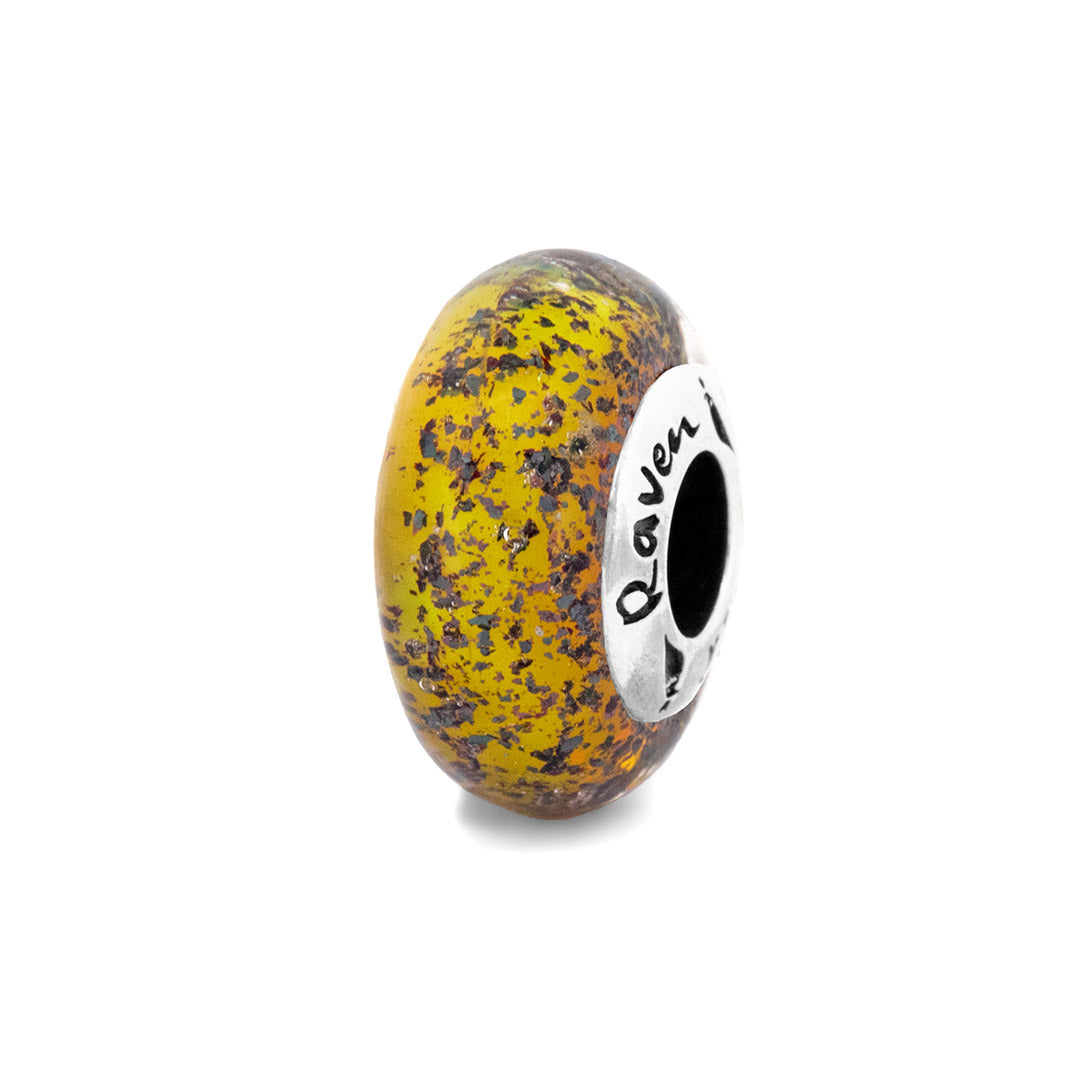 Silver Black Raven Beads Emit Happiness 2.0 Glass Charm by The Alternative Bead