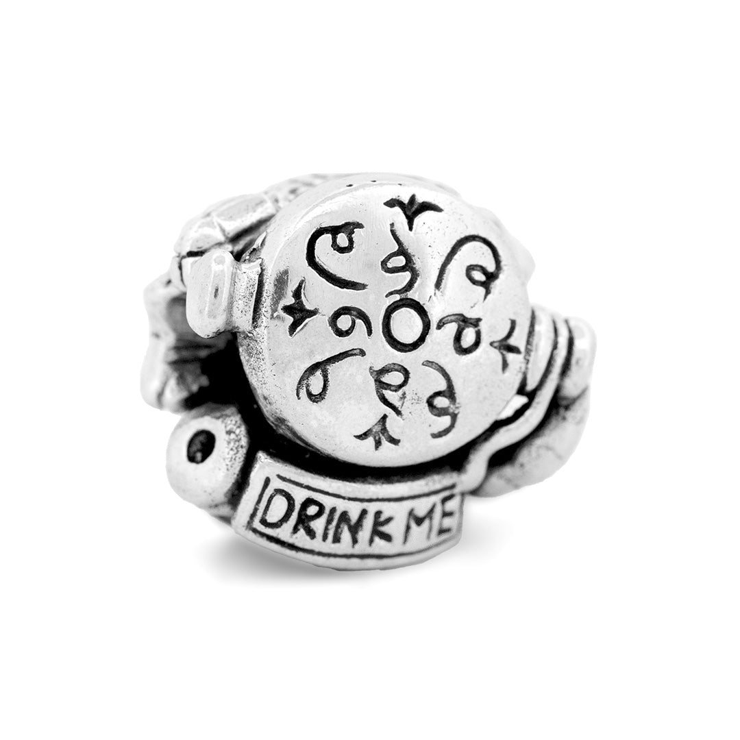 Silver Black Raven Beads Drink me Potion Sterling Silver Charm by The Alternative Bead
